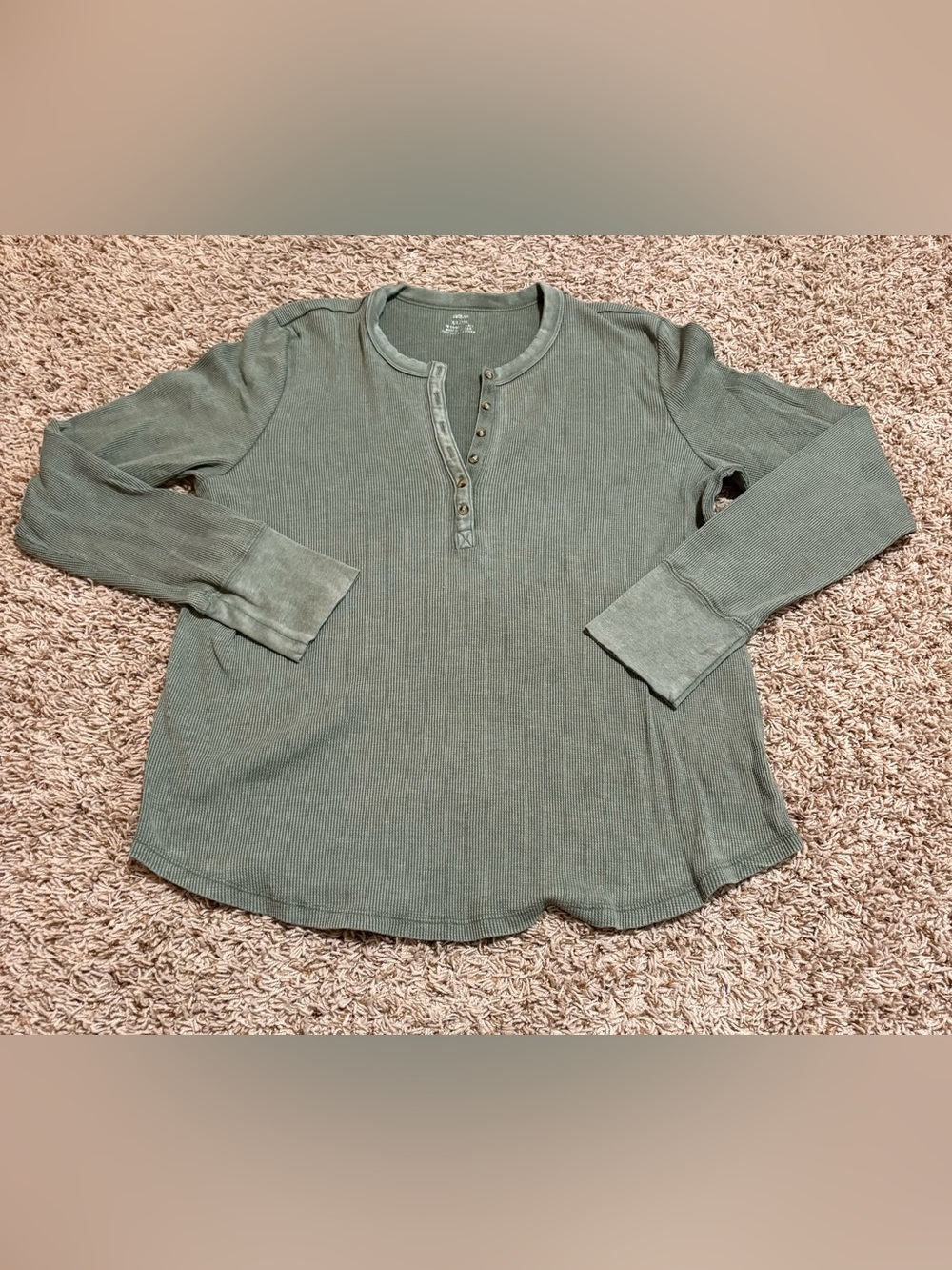 Aerie Waffle Knit Henley Women’s size XXL olive green